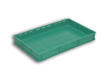 Green Ventilated Plastic Stacking Tray