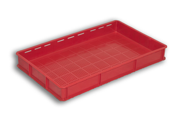 Red Ventilated Plastic Stacking Tray