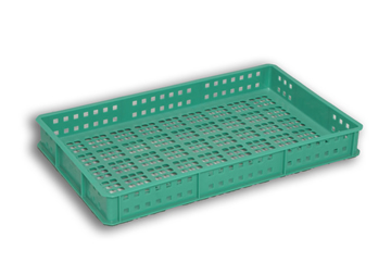Green Ventilated Plastic Stacking Tray 