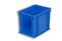 Blue Plastic Stacking Order Pick Box with Opening Short Wall