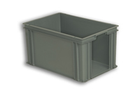 Grey Plastic Stacking Order Pick Box with Opening Short Wall